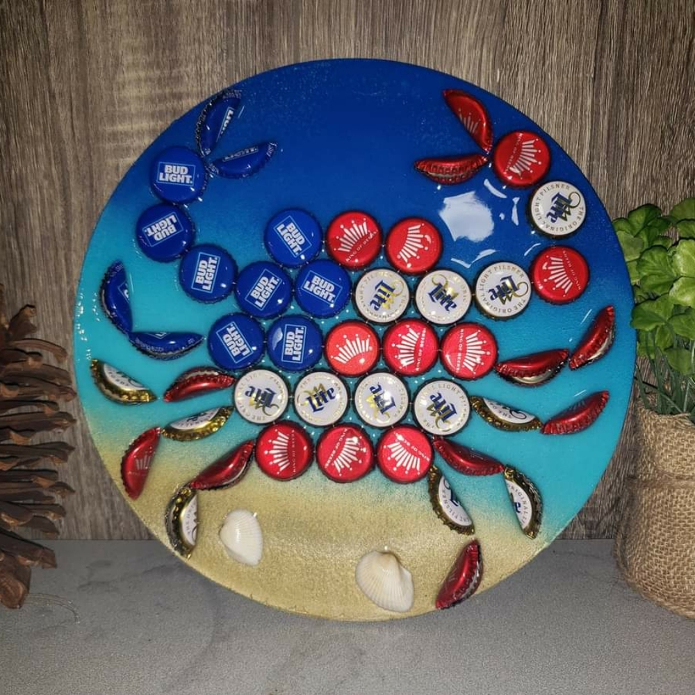 Beer Bottle Oap Crab. Wall Art - Resin Art - Ocean Art